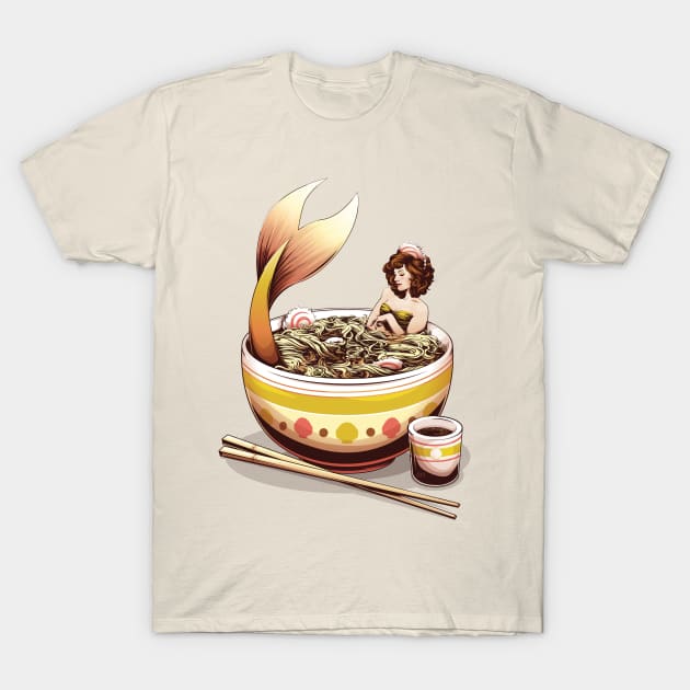 Mer-Noodles - Mermaid In Noodles T-Shirt by redappletees